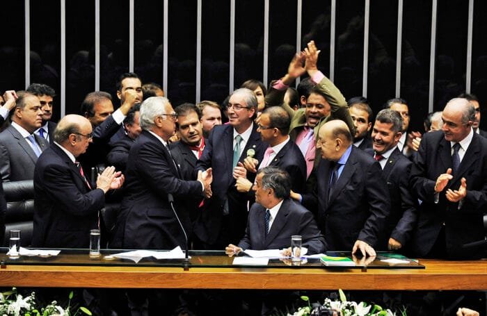 Cunha chega para discursar na Mesa Diretora após anúncio da vitória Cunha chega para discursar na Mesa Diretora após anúncio da vitória