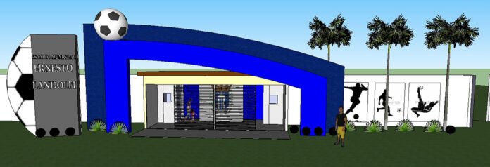 Projeto do pórtico de entrada que será construído no estádio Projeto do pórtico de entrada que será construído no estádio
