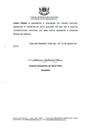 Vereador Robalinho parabenizou Vander por sua atuação em prol de Paranaíba e de todo o MS