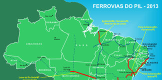 Mapa de ferrovias do PIL em 2013