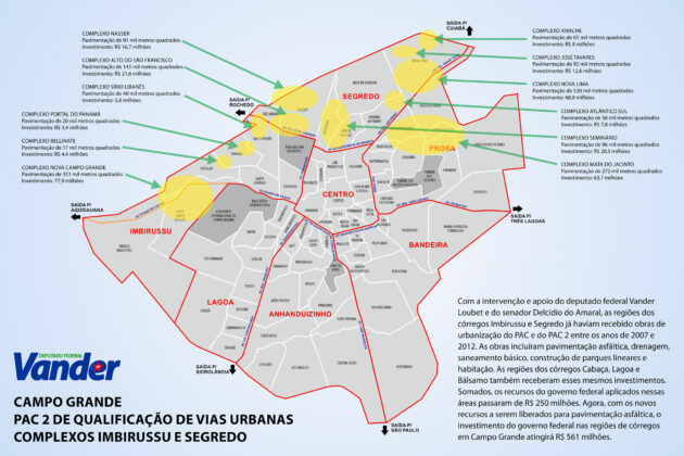 Áreas que serão pavimentadas pelo PAC 2 de Qualificação de Vias Urbanas