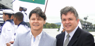 Paulo Duarte e Vander, em evento recente da Marinha em Corumbá