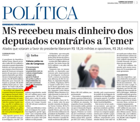 Reportagem do Correio do Estado destacou atua&ccedil;&atilde;o de Vander