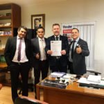 Agentes da PRF de MS no gabinete do deputado com o chefe de gabinete Ido Michels