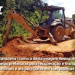 Retroescavadeira é maquinário essencial para recuperação e manutenção de estradas vicinais