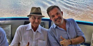 Vander e Heitor, durante visita ao local onde será construída a ponte entre Murtinho e Carmelo Peralta, em março de 2019.