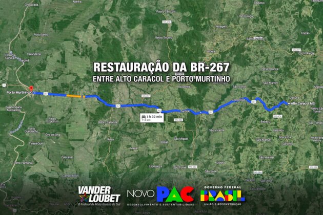 Restaura&ccedil;&atilde;o de trechos da BR-267 segue a todo vapor, comemora Vander
